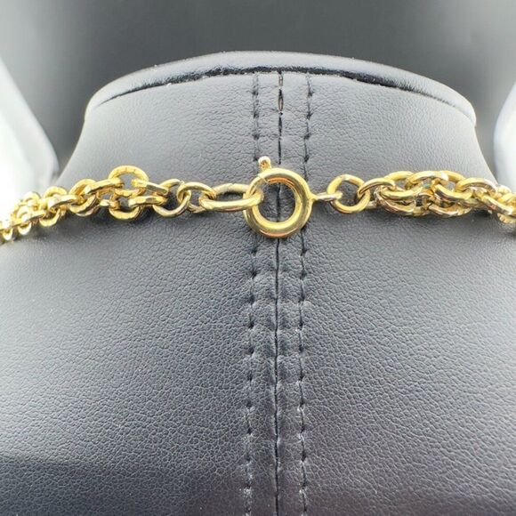 Vintage Crown TRIFARI Gold toneTwo Strand Chain Link Swirl Pendant Necklace - Picture 5 of 7